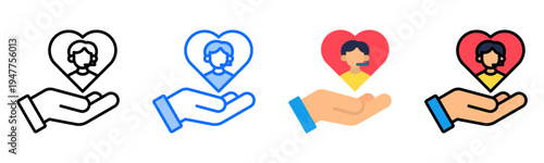 Customer Care Icon Collection Set Multiple Style