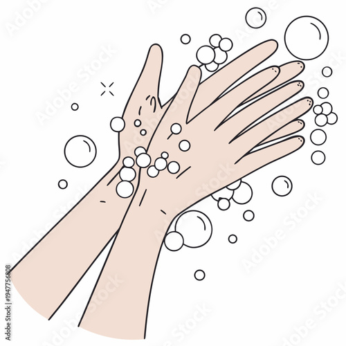Hands covered with soap foam 1