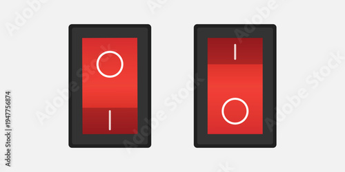 A graphic design of two red on off switches on a white background