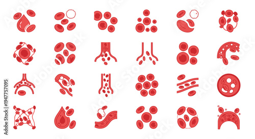 Visualizing the Microscopic World A Collection of Red Blood Cell Icons and Illustrations