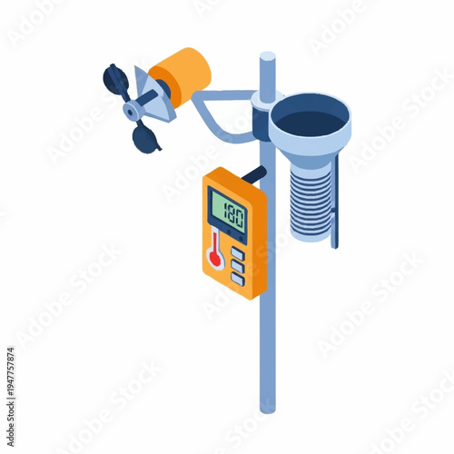 Weather station with anemometer and thermometer.