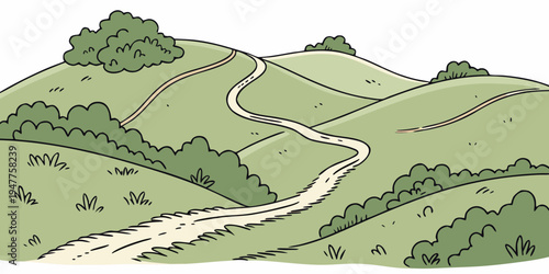 A winding road through a green countryside Vector