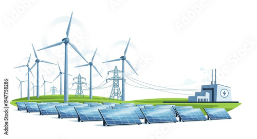 Renewable Energy Solar Panels Wind.