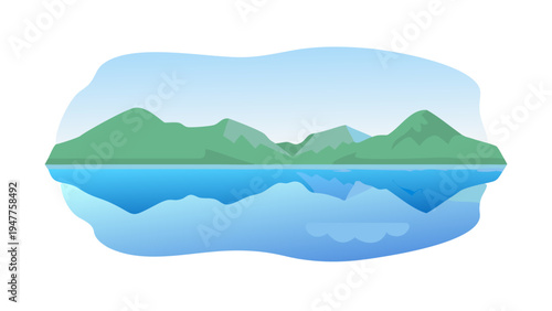 A serene landscape of mountains and water Vector