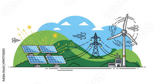 Renewable Energy Sources Illustration.