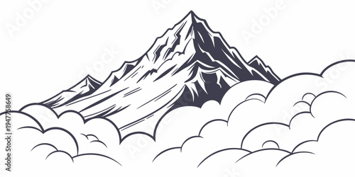 A mountain peak rising above the clouds Vector