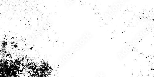 Grunge Black Scratch and Speckle Texture Overlay on White Background with Vintage Distressed Pattern.