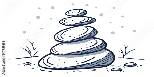 A stack of stones in a serene outdoor setting Vector