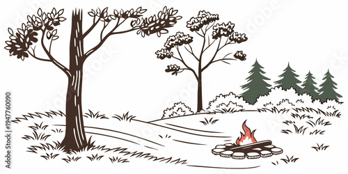 Man sitting on a tree stump in a snowy forest Vector