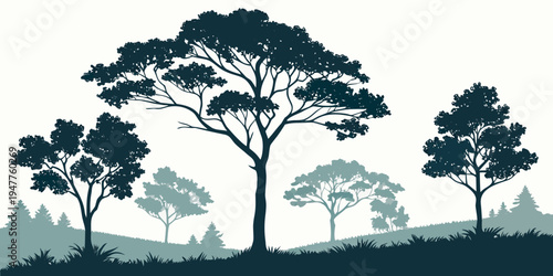 A group of trees on a hill Vector