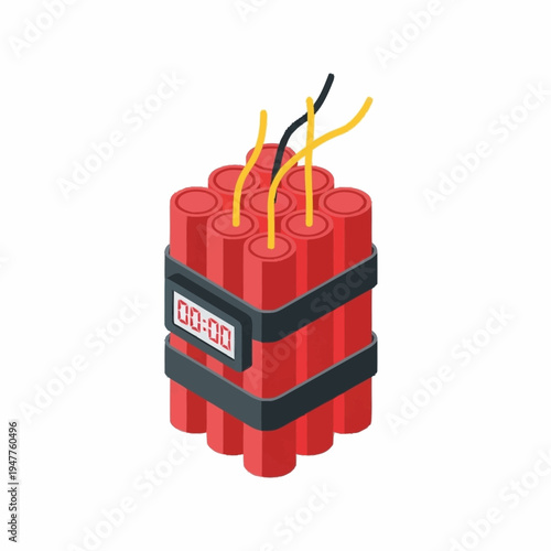 A bundle of red dynamite sticks with a digital timer and wires, symbolizing danger and urgency.