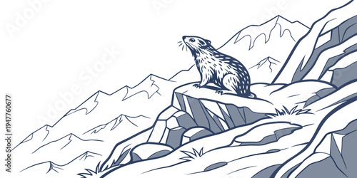 A mountain range with snow on the peaks Vector