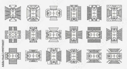 Overhead Views of Various Sports Courts and Arenas.