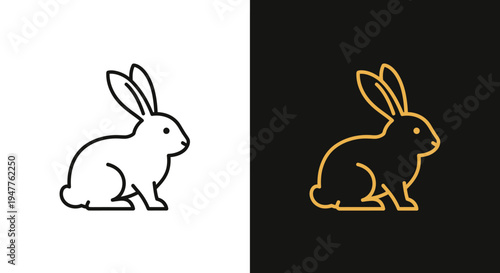 Minimalist Rabbit Outline and Silhouette Design for Modern Branding.