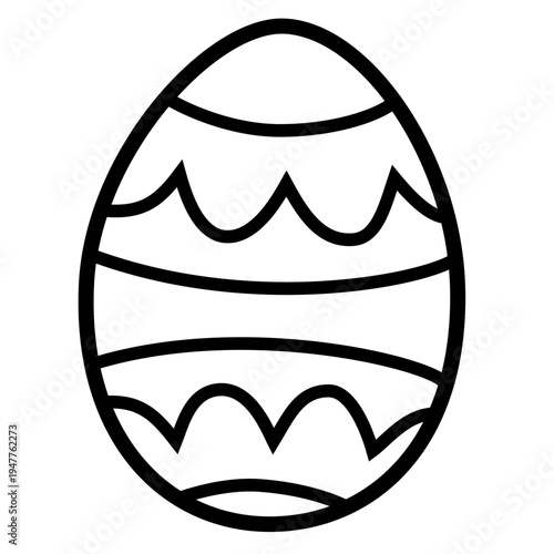 bold and easy easter egg coloring page, activity for kids, decoration, vector illustration of an easter egg