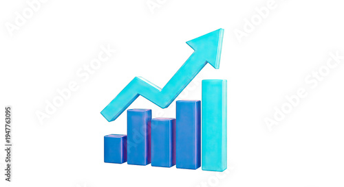 Free Download 3D Bar Chart with Upward Arrow - GFXLoad