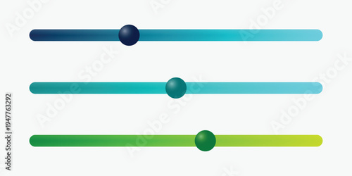 A graphic design featuring three colorful sliders with gradient effects and interactive handles
