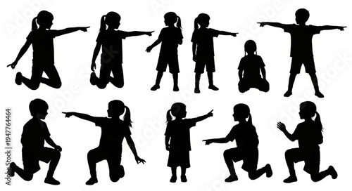 Silhouettes of children playing.