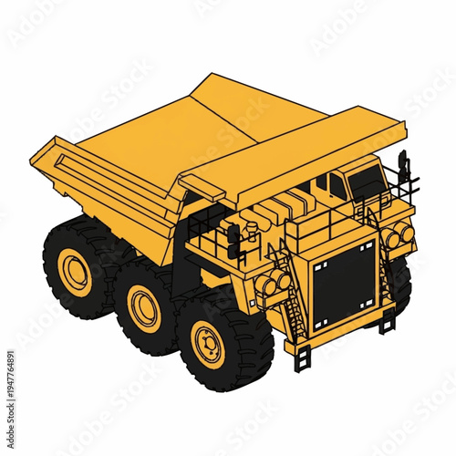 Large yellow mining truck illustration.