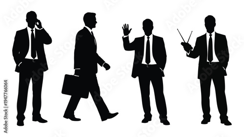Four businessmen in different poses