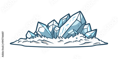 A pile of ice crystals on a snowy surface Vector