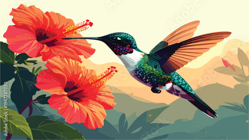 hummingbird and flower