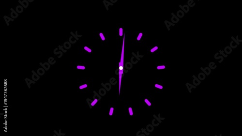 Clock spinning, watch animation on transparent background with alpha channel. Clock icon flat style 24 hours day fast speed with moving timer clock 