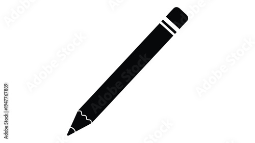 A black pencil with a broken tip and white stripes