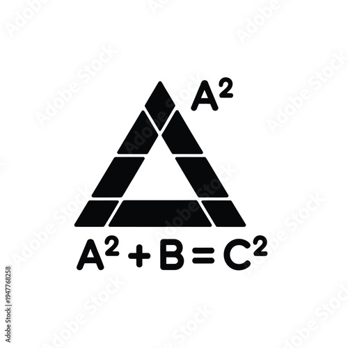 Pythagorean theorem illustration a triangle with equation and squares