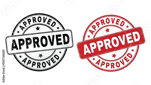 Two Approved Stamps in Black and Red with Stars