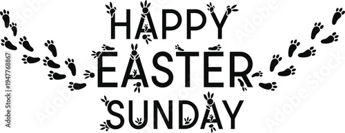 Happy easter sunday greeting with floral accents