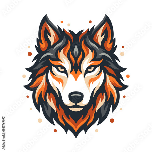 Fierce Ember Wolf Mascot in Bold Tribal Esports Style