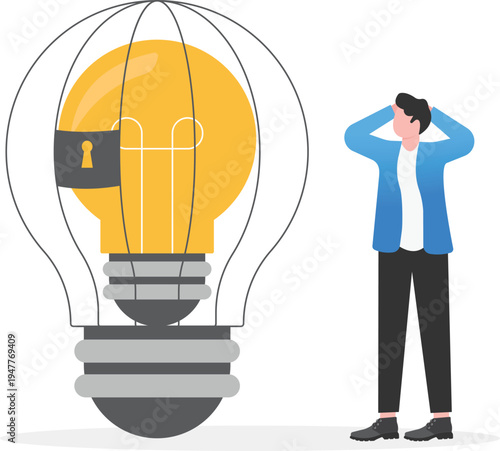 Businessman Protecting Creative Idea in Cage