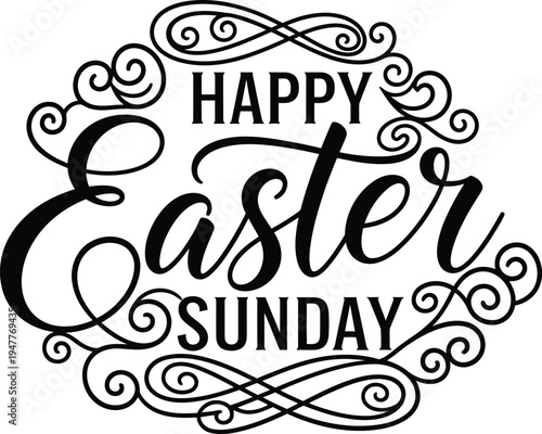Happy easter sunday greeting card illustration