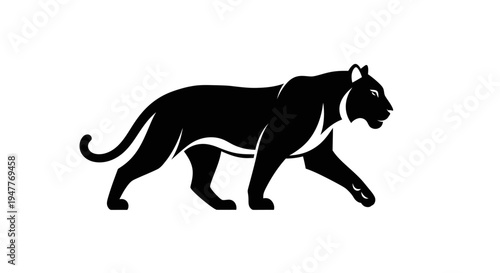 Dynamic and graceful black panther silhouette illustration, showcasing a powerful wild feline in motion, symbolizing agility, strength, and elegant stealth
