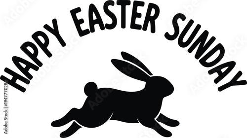 Happy easter sunday bunny logo