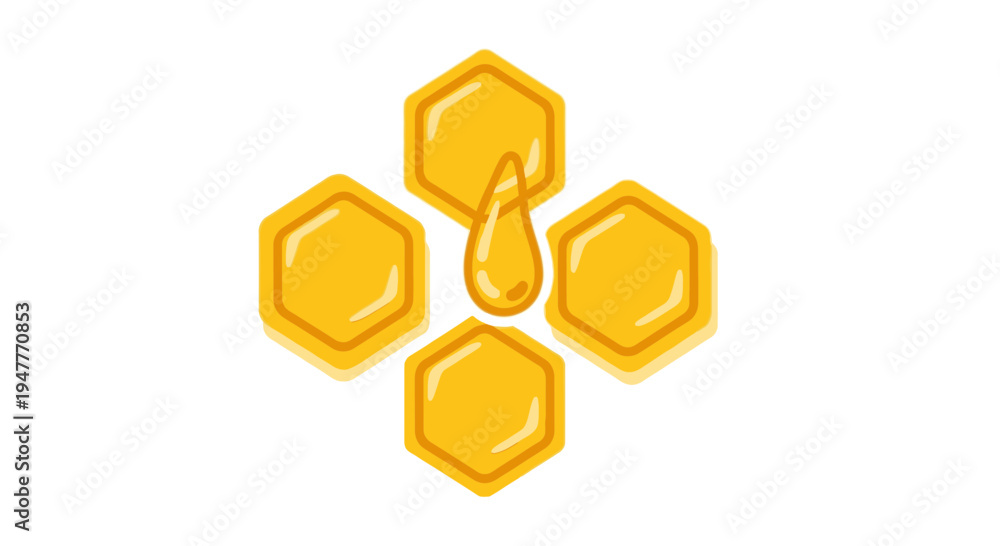 Obraz premium Golden Honeycomb Cells with Dripping Honey.