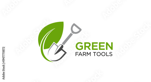 Green farm tools gardening logo.