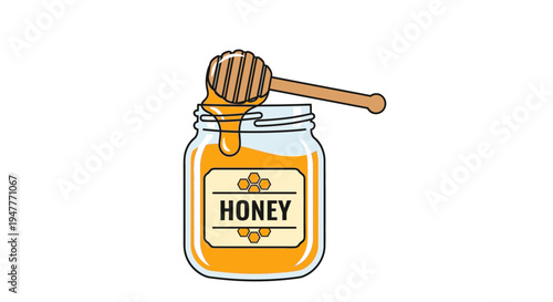 A jar of golden honey.