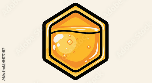 Honey in a hexagonal container.