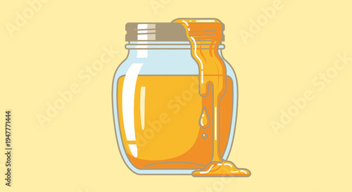 Honey pouring from a glass jar 1.