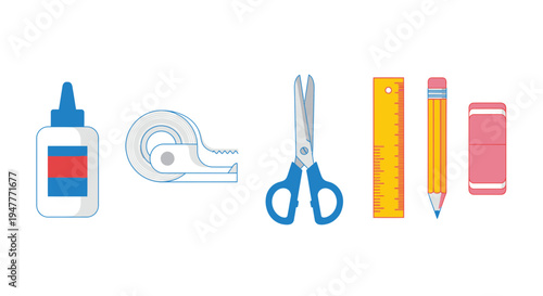 School supplies on a white background 9.