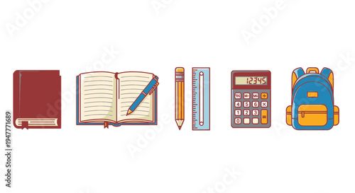 School supplies on white background 7.