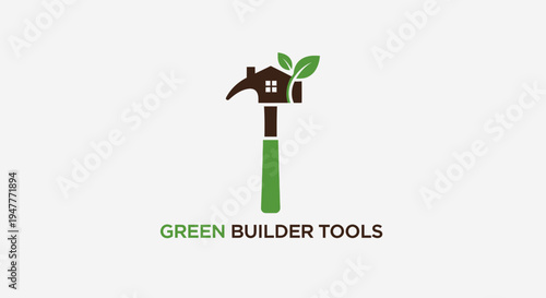 Green builder tools logo hammer.