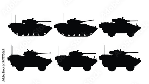 Collection of military tanks and armored vehicles