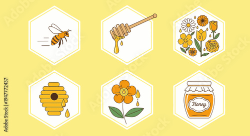 Honey bee flying near honeycomb.