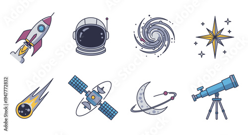 Space objects and astronomy equipment 44.
