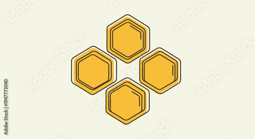 Yellow Honeycomb Pattern Design Elements.