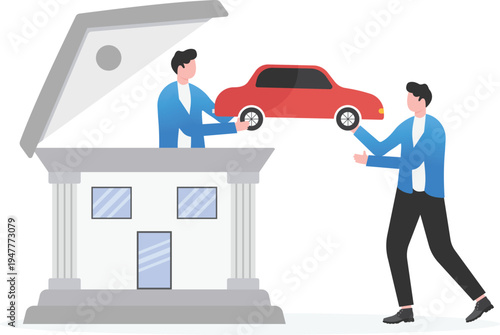 Businessman Financing Vehicle via Bank Auto Loan