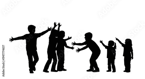 Silhouettes of people dancing together.